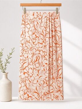Rafaella Cream Maxi Skirt with Orange Floral Print (372)